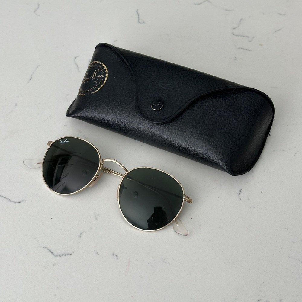 Ray-Ban Gold Frame Sunglasses with Black Case